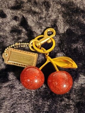 Coach Gold Hang Tag With Unbranded Cherry Keychain